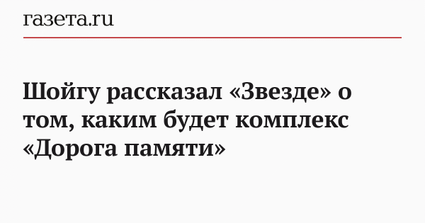Шойгу рассказал &laquo;Звезде&raquo; о том, каким будет комплекс &laquo;Дорога памяти&raquo;