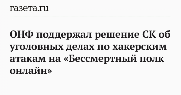 ОНФ поддержал решение СК об уголовных делах по хакерским атакам на &laquo;Бессмертный полк онлайн&raquo;