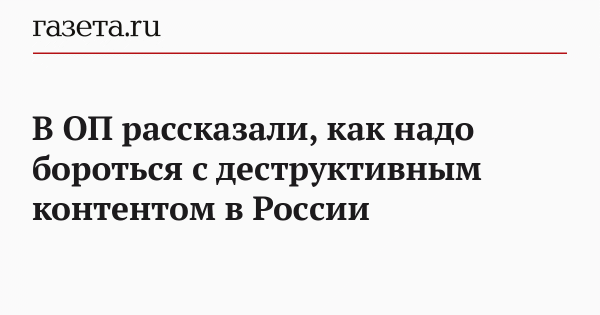 В ОП рассказали, как надо бороться с деструктивным контентом в России