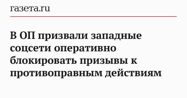 В ОП призвали западные соцсети оперативно блокировать призывы к противоправным действиям