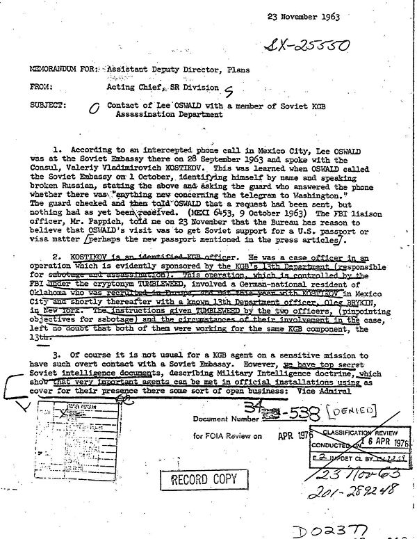 Русский след в убийстве Кеннеди. Чем удивили рассекреченные документы ЦРУ Русский след в убийстве Кеннеди. Чем удивили рассекреченные документы ЦРУ